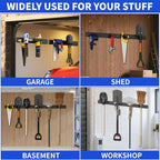 Garden Tool Organizer Wall Mount, 48inch Heavy Duty Garden Tool organizer Storage System, Easy Install With 9 Adjustable Hooks, For Garage, Basement, Shed, Workshop(Black)