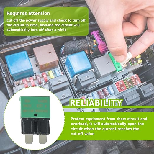 30A DC 12V-14V Auto Reset Circuit Breaker ATC/ATO Low Profile T1 Mini Blade Fuses Breakers for Car Trucks Marine Boat RV Solar and More,2 Pack