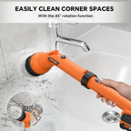 1000RPM Electric Spin Scrubber, 20V Cordless Cleaning Brush with Adjustable Extension Arm, 4 Replaceable Cleaning Heads, Hook and Gloves, 1 Hour Fast Charge, Waterproof - for Bathroom/Tub/Tile/Floor