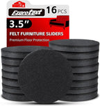 Ezprotekt 3.5" Felt Furniture Movers Sliders for Hardwood & Vinyl Floors, 16 Pcs Round Reusable Felt Furniture Moving Pads for Heavy Duty Sofa Bed Couch Cabinet, Move Items and Quickly (Black)