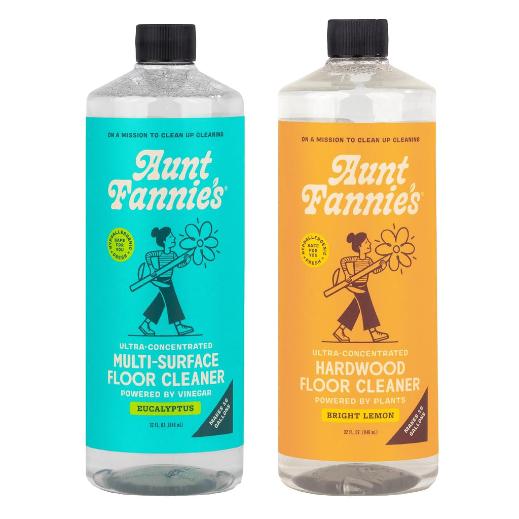 Aunt Fannie's Bundle: Floor Cleaner Vinegar Wash (Eucalyptus) + Hardwood Floor Cleaner (Lemon)