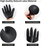 ThxToms 3 Pairs Dishwashing Gloves, Reusable Latex Cleaning Gloves for Housework Kitchen Bathroom, Durable Flexible & Anti-slip, Smooth Lining, Easy On & Off, Extra Large, Black
