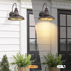 Outdoor Barn Light Fixture Farmhouse Wall Mount Light Gooseneck Wall Sconce Exterior Wall Lighting Fixture Industrial Bronze Finish Lantern for Porch with Gold Interior, 1Pack, RZ004 ORB