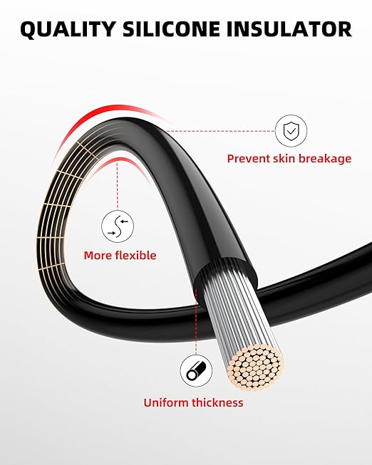 NAOEVO 16 Gauge Wire 180ft, 16 AWG Wire 6 Colors 30ft Each Spool, Flexible Silicone Tinned Copper Electrical Cable, Wiring kit for Breadboard/Automotive/DIY/Battery, 200℃