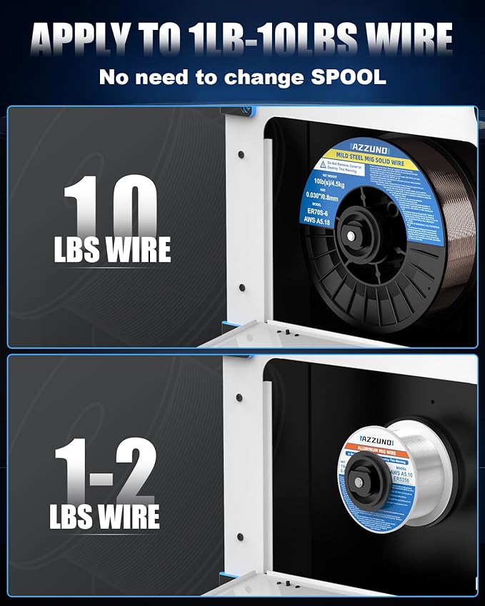 AZZUNO 200A MIG Welder Machine 110V/220V, 8 in 1 Welding Machine Aluminum MIG/Spool Gun Compatible/Gas MIG/MAG/Flux Core MIG/Spot MIG/Lift TIG/Stick Welding, Multiprocess Welder