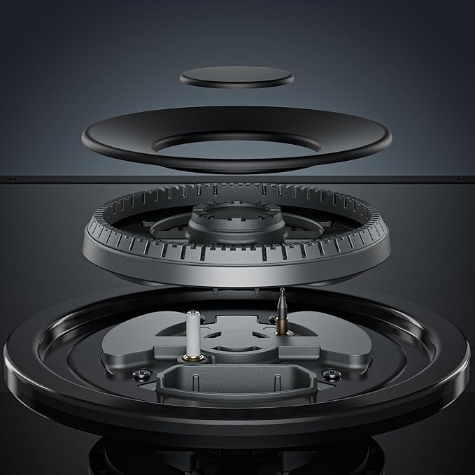 Empava 24" Gas Stove Cooktop 4 Italy Sabaf Sealed Burners NG/LPG Convertible Tempered Glass in Black, 24 Inch