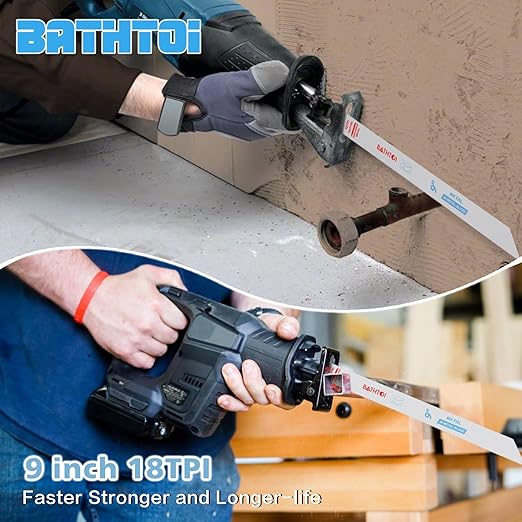 25 Pack 9 Inch 18 Tpi Reciprocating Saw Blades for Sheet Metal, Pipes, Nails Cutting, Profiles Cutting, Bi-Metal Sawzall Blades with 8% Cobalt for Longer Life and Faster Cutting Speed