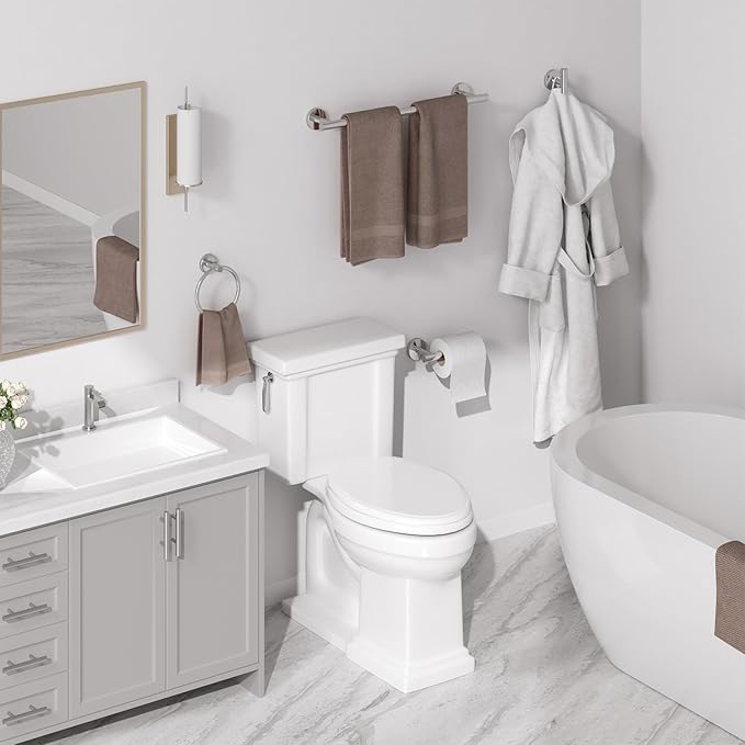 USHOWER Polished Chrome Bathroom Accessories Set, 24-Inch Towel Bar Set Wall Mounted, Durable SUS304 Stainless Steel Bathroom Hardware Set, 4-Piece