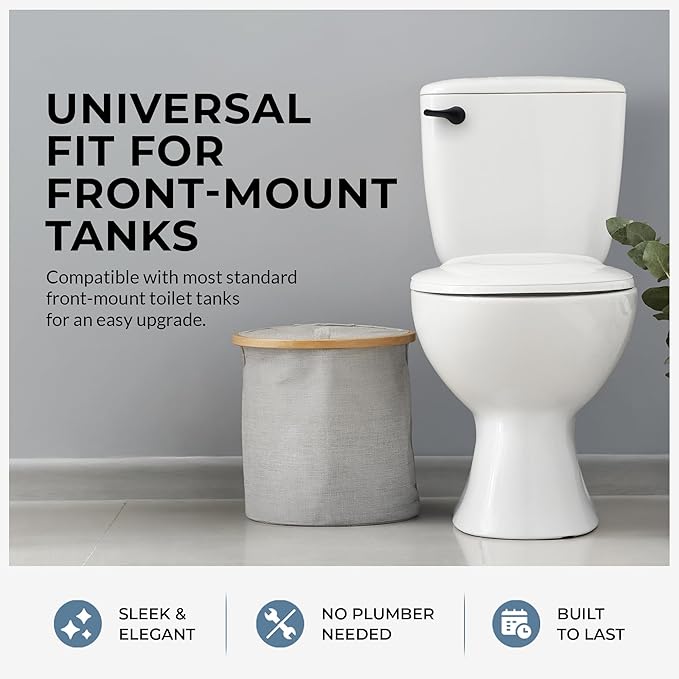 Qualihome Black Toilet Handle - Front Mount Matte Black Toilet Flush Handle Lever Replacement - Universal Fit - Durable Design - Easy Installation - Ideal for Most Front Mount Toilets