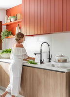 Fapully Black Kitchen Faucet with Pull Down Sprayer,Commercial LED Kitchen Faucet,Single Handle Single Hole Kitchen Sink Faucets