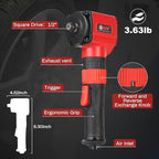 XIIW 1/2'' Angle Impact Wrench, Max Torque 910 ft-lbs, Compact Lightweight 3.63 lb Design, Heavy Duty 7500RPM 1/2 Mini Air Impact Gun Driver, Twin Hammer Pneumatic Tool