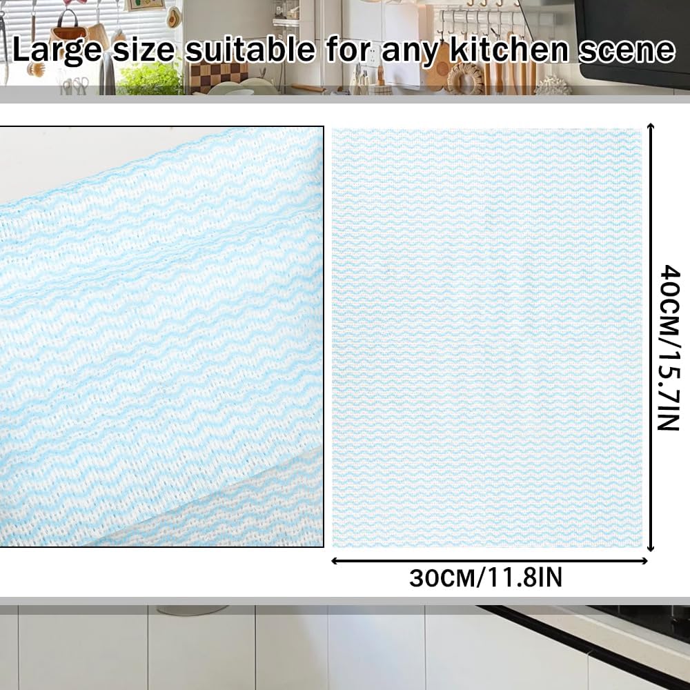 Disposable Dish Cloth and Cleaning Handi Wipes, 100ct, Multi-Use Rags for Kitchen, Bathroom and Windows, Blue