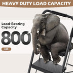 KINGRACK Step Ladder, Portable Folding Step Stool with Anti-Slip Wide Pedals, Heavy Sturdy Steel with Handrail, Safe-Lock Design, 800lbs Load Capacity, for Home and Kitchen, Black (3 Step Ladder)