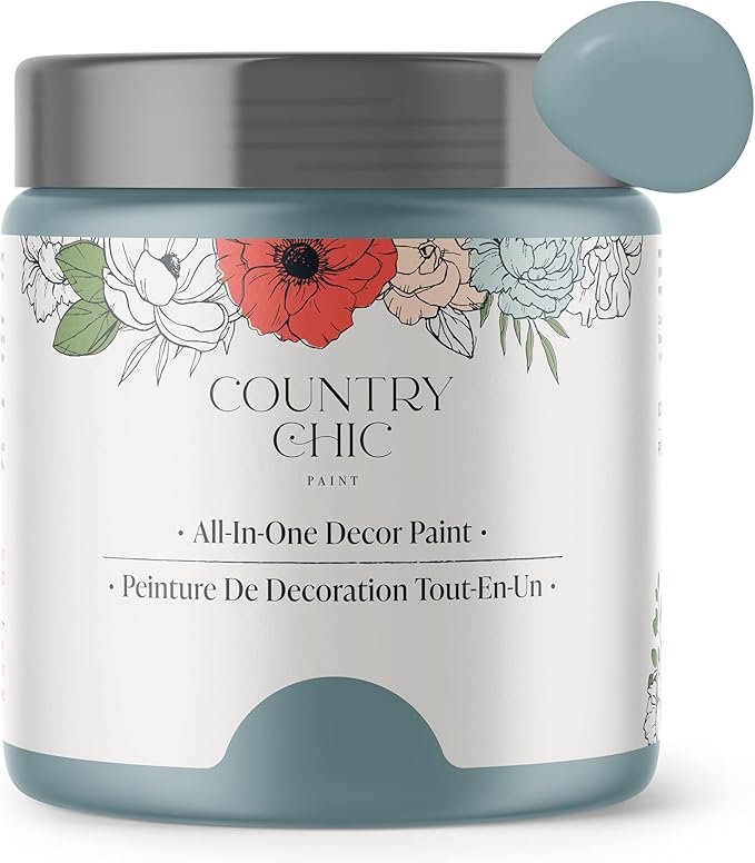 Country Chic All-in-One Chalk Paint for Furniture, Cabinets, Home Decor, Eco-Friendly, Matte Finish, Built-In Primer & Top Coat for Wood, Metal - Nightfall (Blue) - 4 oz (118 ml)