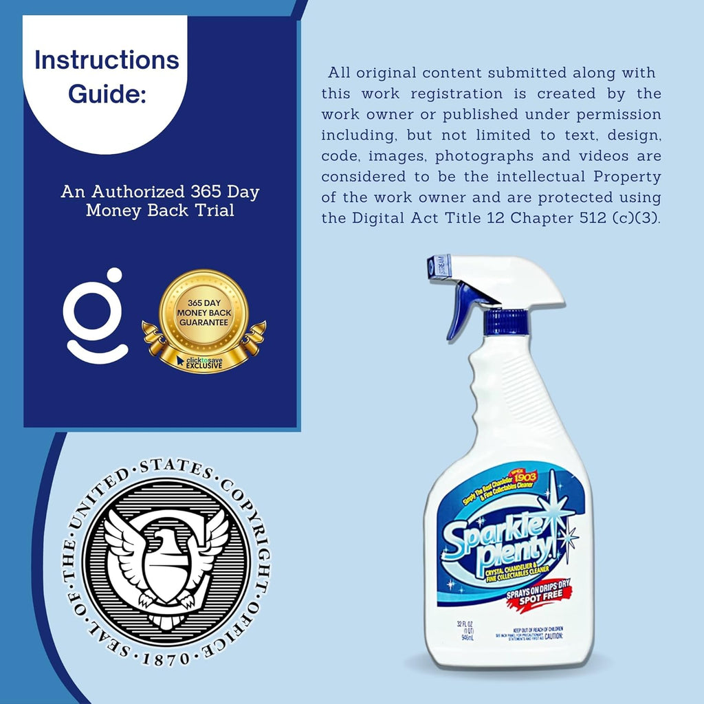Sparkle Plenty Chandelier Cleaner Drip Dry Spray No Wipe - Dust Remover & Streak Free Glass Cleaner Spray for Crystal Chandelier & Window Screen - Versatile Household Cleaning Supplies (32 oz, 2 Pack)