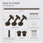 Meranti Aluminum Handrail for Indoor or Outdoor Steps and Stairs – Hand Rails for Elderly – DIY Complete Stair Railing Kit (AHR, Bronze Textured, 10' Length)