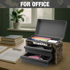 WORKPRO Metal Mini Tool Box, Top Tool Chest containing Two Drawers with Ball Bearing Slides, PVC Drawer Liners and PP Feet Pads, Durable Cold Rolled Steel Small Toolbox for Multi-Purpose Storage