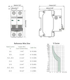 AC Miniature Circuit Breaker, 16 Amp 120V/240V 1 Pole DIN Rail Mount Circuit Breaker, Thermal Magnetic Trip, Solar AC Disconnect Switch MCB C16