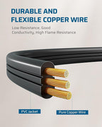 DEWENWILS 3 Outlet Extension Cord with Flat Plug, 3FT 16/3 Awg Grounded Power Cable for Indoor Use, SPT-3 Cord, Black, ETL Listed, 2 Pack…