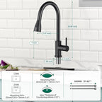 CREA Black Kitchen Faucet,Pull Down Kitchen Faucets with Sprayer 3 Modes Single Hole,360°Swivel High Arc,Commercial RV Laundry Bar Uitility Sink,Stainless Steel