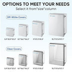 TICONN Waterproof Electrical Junction Box IP67 ABS Plastic Enclosure with Hinged Cover with Mounting Plate, Wall Brackets, Cable Glands (Off-White, 11"x7.5"x5.5")