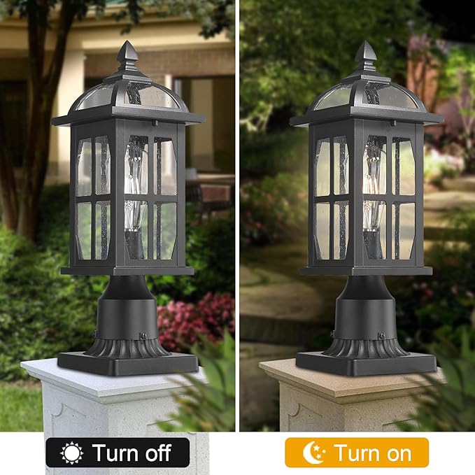 Darkaway Outdoor Post Lights Lamp Posts Outdoor Lighting, Waterproof Aluminum Post Lights Exterior Light Fixtures with Glass,Fence Pole Lights for Porch Yard Patio Garage