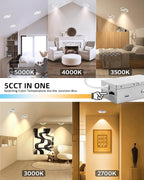 Adetu 4 inch Gimbal led recessed Lights, 360°+90° Adjustable Directional Recessed Lighting, 2700K/3000K/3500K/4000K/5000K Dimmable Retrofit Eyeball Can Lights with Jbox, ETL