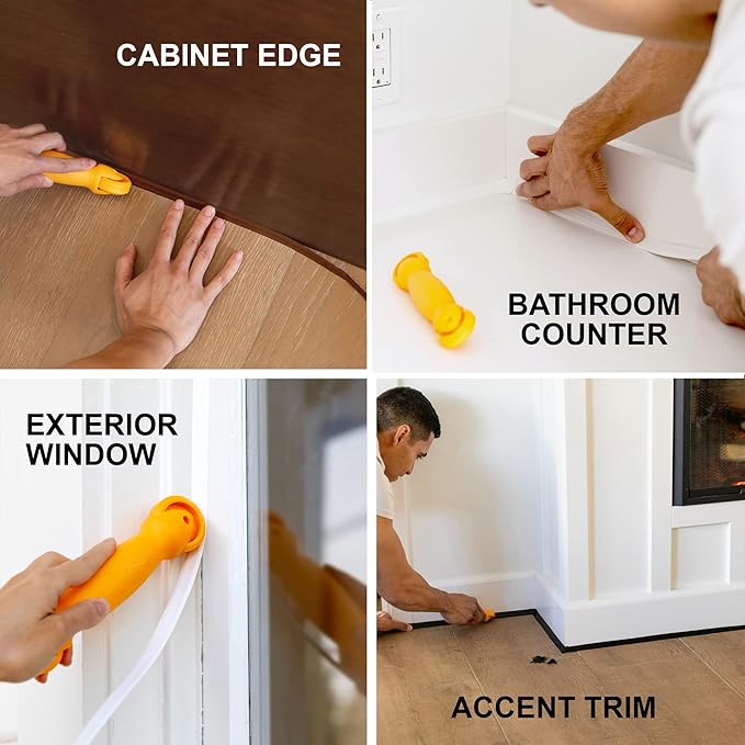 InstaTrim The Original Flexible Trim - 50ft Dark Brown 3/4" Wide Caulk Tape - Adhesive Trim with Many Uses Including Caulking for Bathtubs, Sinks, Counters, Tile, Floors - Made in USA