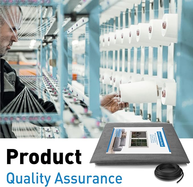 Window Screen Replacement Kit, 59"W × 106"L Durable Polyester Adjustable Screen Mesh with Retainer Spline (32ft) for DIY Project Window Screen Door Screen Replacement & Repair, Grey