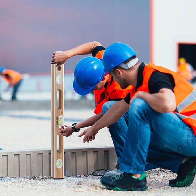 BETHEL 24-inch Bamboo Level, Mortar Adhesion Resistant Light Level, with Double Curved Acrylic Leveling Tubes for Masonry Applications and General Leveling