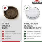 X-Protector Furniture Cups - 4 PCS 2.2" - Non Slip Furniture Pads for Hardwood Floors - Transparent Floor Protectors - Bed Stoppers to Prevent Sliding - Keep Furniture from Sliding on Floor! (Round)