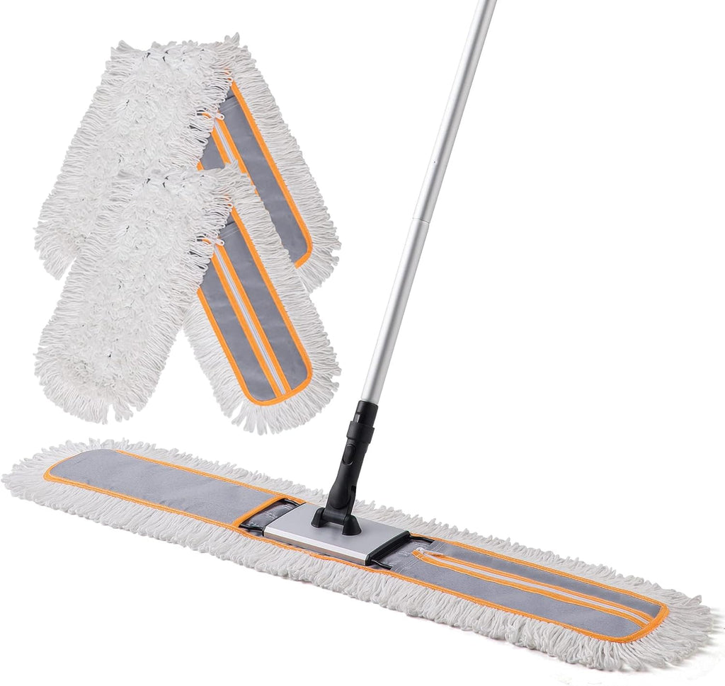 36” Commercial Dust Mop for Hardwood Floor Cleaning, Heavy Duty Push Broom Mop Hotel Company Household Cleaning Supplies for Hardwood, Tiles, Marble,Vinyl Plank Floors Cleaning
