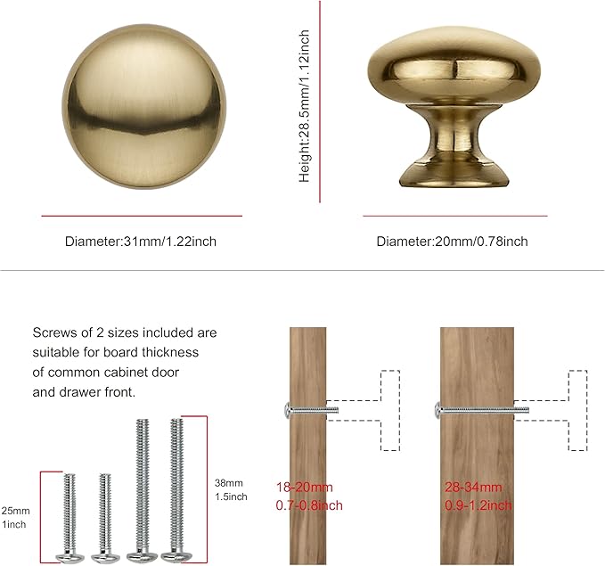 TUNNY 10 Pack Cabinet Knob- Champagne Bronze Furniture Hardware Handles for Kitchen Cabinets Bedroom Dresser Wardrobe Cabinet Pulls