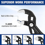 WORKPRO 2-Piece 7-Inch Pliers Wrench & 10-Inch Groove Joint Pliers Set, Quick Adjustment, CR-V Steel, Smooth Jaw & V-Jaw, Upgraded Wide Opening, Ergonomic Grip - for Plumbing, Pipe Work, DIY Projects