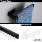 BAGNOLUX Matte Black Bathroom Hardware Set 4 Pieces, Bath Towel Holder Set SUS304 Stainless Steel, Towel Bar Rack Set for Wall Mounted, Square Bathroom Accessories Set Fixture Heavy Duty