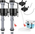 Universal Toilet Flusher Replacement Kit, Water-Saving & Height Adjustable Fill Valve, 2-Inch Flapper, Quiet & Anti-Siphon Toilet Repair Kit Inside Tank, Easy to Install (Black, 2-Pack)
