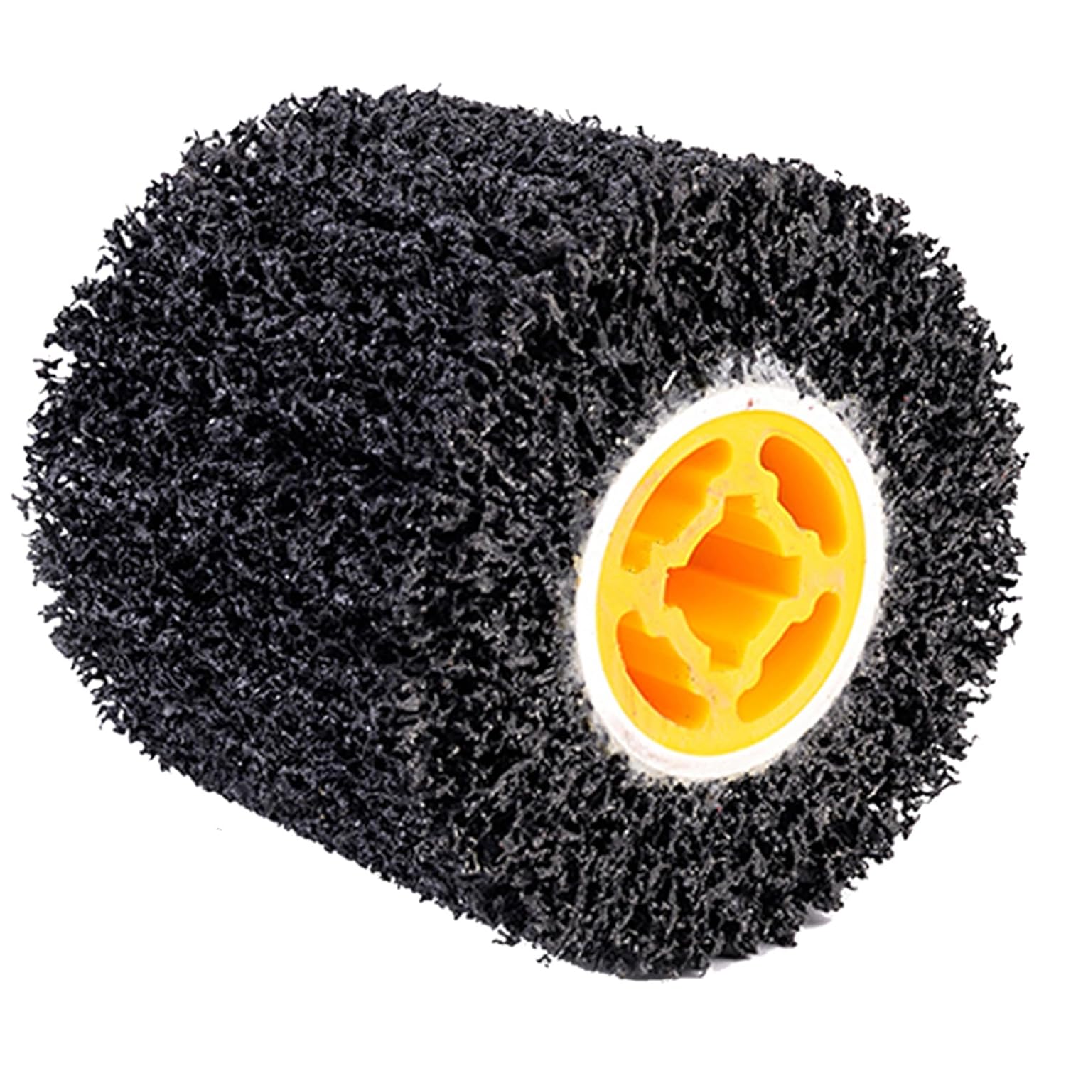 4.5" x 4" Abrasive Drawing Wheel Surface Conditioning Tool, 40 Grit Abrasive Drum for Metal Polishing Paint, Rust, Oxidation - 3/4" Quad Keyway for Hand held Polishing Machine(1)