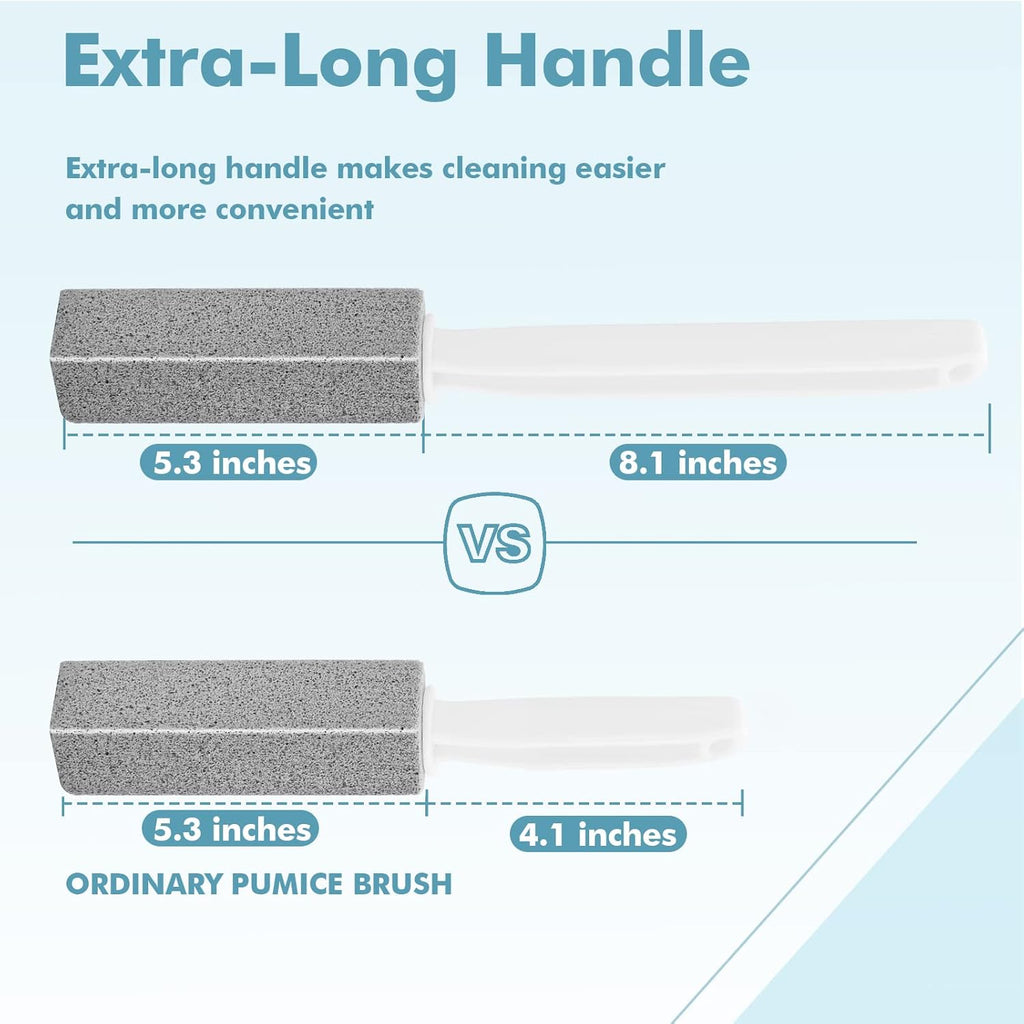 2 Pack Pumice Stone for Toilet Cleaning with Extra Long Handle, Premium Pumice Stone Toilet Brush, Hard Water Stain Remover Effectively Removes Stubborn Limescale.