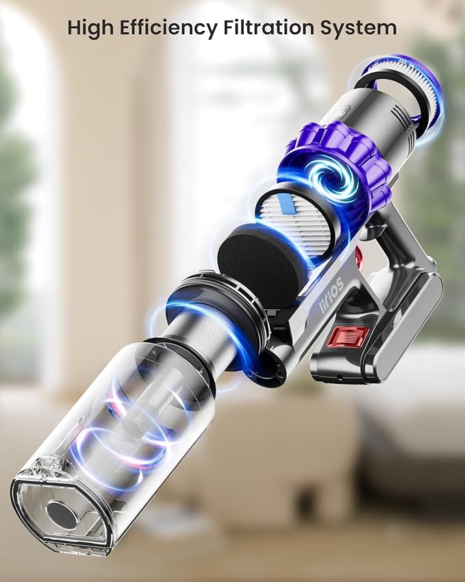 Cordless Vacuum Cleaner, 580W 48KPA 65Mins Self-Standing Vacuum Cleaners for Home, Stick Vacuum Cordless with Wall Mount Charging, LED Display, Upgraded Roller Brush for Carpet,Pet Hair,Hardwood Floor