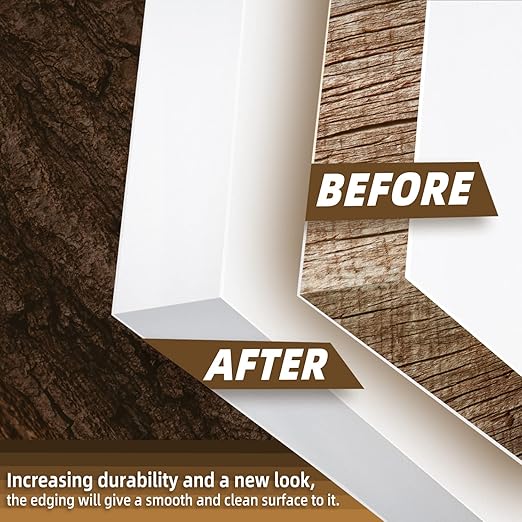 GSCIT Club White Edge Banding, 1 1/2 inch x 25ft Melamine Edge Banding with Hot Melt Adhesive Pre-glued Edge Banding Flexible Edging for Plywood Cabinet Furniture