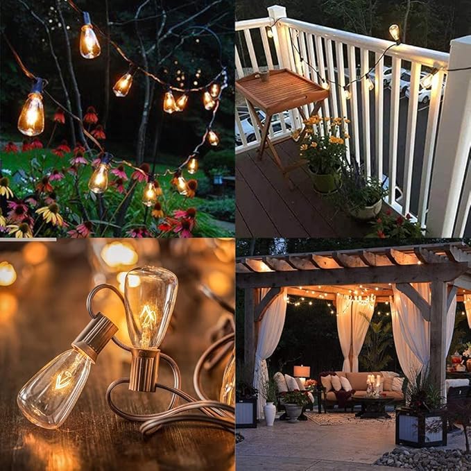 Abeja 25 Pack Edison Replacement Light Bulb, ST35 Clear Edison Light Bulbs- 5Watt E12 Candelabra Base ST35 Replacement Clear Glass Light Bulbs for Outdoor Patio String Lights, Warm White