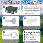 Window Locks,(10 Sets) Sliding Window Locks with Key,Window Locks Security for Up and Down Windows,Adjustable Aluminum Window Stopper,Easv to Install Vertical Window AC Unit Security Lock (Gray)