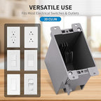 10 PK Old Work Electrical Outlet Box 1 Gang, 20 Cubic Inch Plastic Remodel Drywall Junction Boxes, ETL Listed to UL514C and UL263, Fire Rated for Two Hours