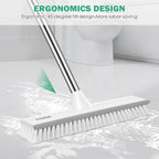 SetSail Upgraded Large 12 in Wide Floor Scrub Brush with 51-Inch Long Adjustable Handle 2 in 1 Scrape Brush Stiff Bristle Floor Scrubber for Cleaning Shower Bathroom Garage Kitchen Wall Deck Tub Tile