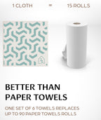 Swedish Dish Cloths for Kitchen - Reusable Dishcloths for Washing Dishes - Each Cellulose Dish Cloth Replaces 15 Rolls of Paper Towels and is More Absorbent than a Sponge - Dishcloth Set of Six