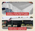Mytee Products 10' x 12' White Canvas Tarp 12oz - Water Resistant & Breathable - Heavy Duty Tarps - Multipurpose Tarpaulin Cover for Camping Tent