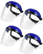 4 Pack Safety Face Shield for Grinding and Cutting, Full Impact Resistant Face Shield Mask for Work Chemical Woodworking (Blue)