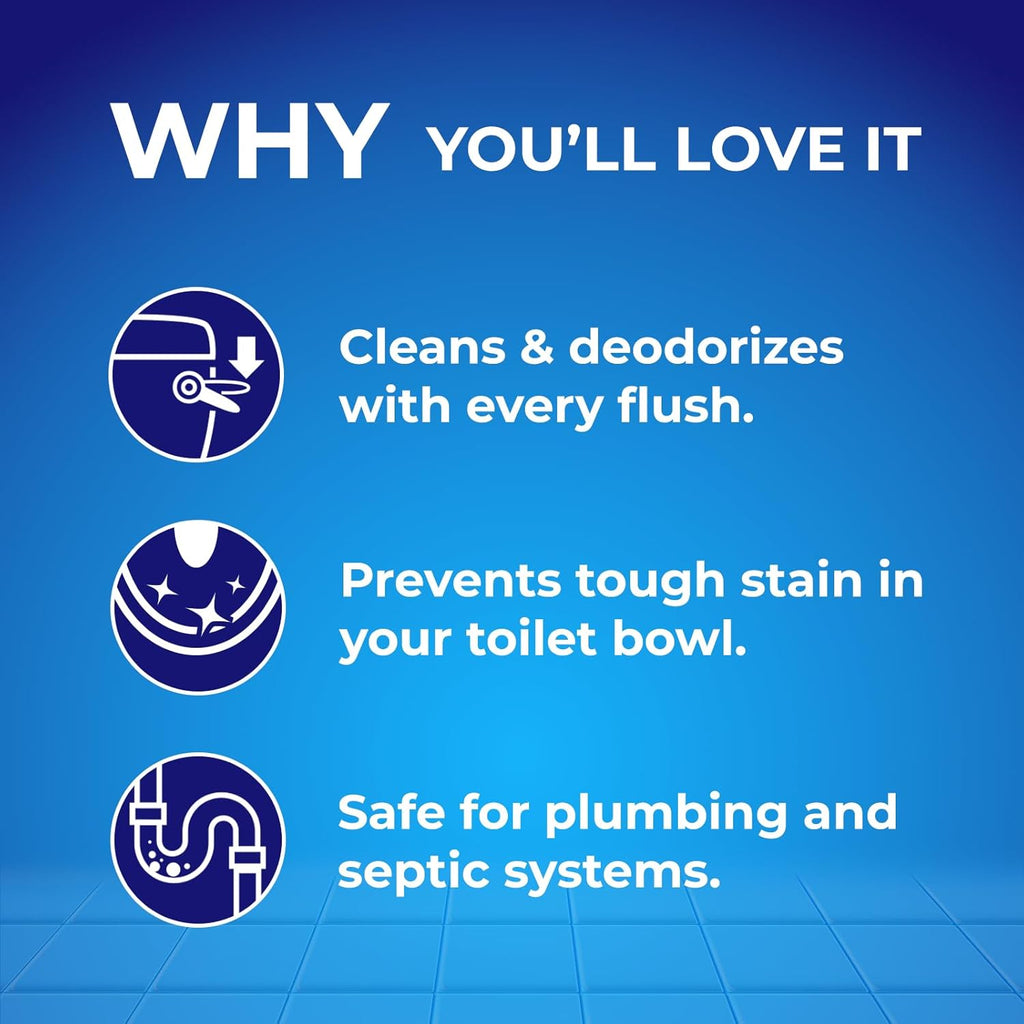 Toilet Bowl Cleaner Rim Hanger, 6 Count Toilet Bowl Deodorizer, Cleans and Freshens Toilet Bowl, Ocean Scent - 7 Month