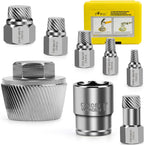 Topec 1.5'' Tub Drain Extractor, 8PCS Pipe Nipple Extractor Set with 1-inch Socket, Remove the Old, Broken, Stubborn, Rusted Drain Tub Bathtub Remover, Strong Grab Plumbing Tools with Storage Case