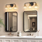 Black and Gold 3-Light Bathroom Vanity Fixture with Clear Glass Shades Modern Wall Lamp Suitable for Bathrooms, Dressing Rooms